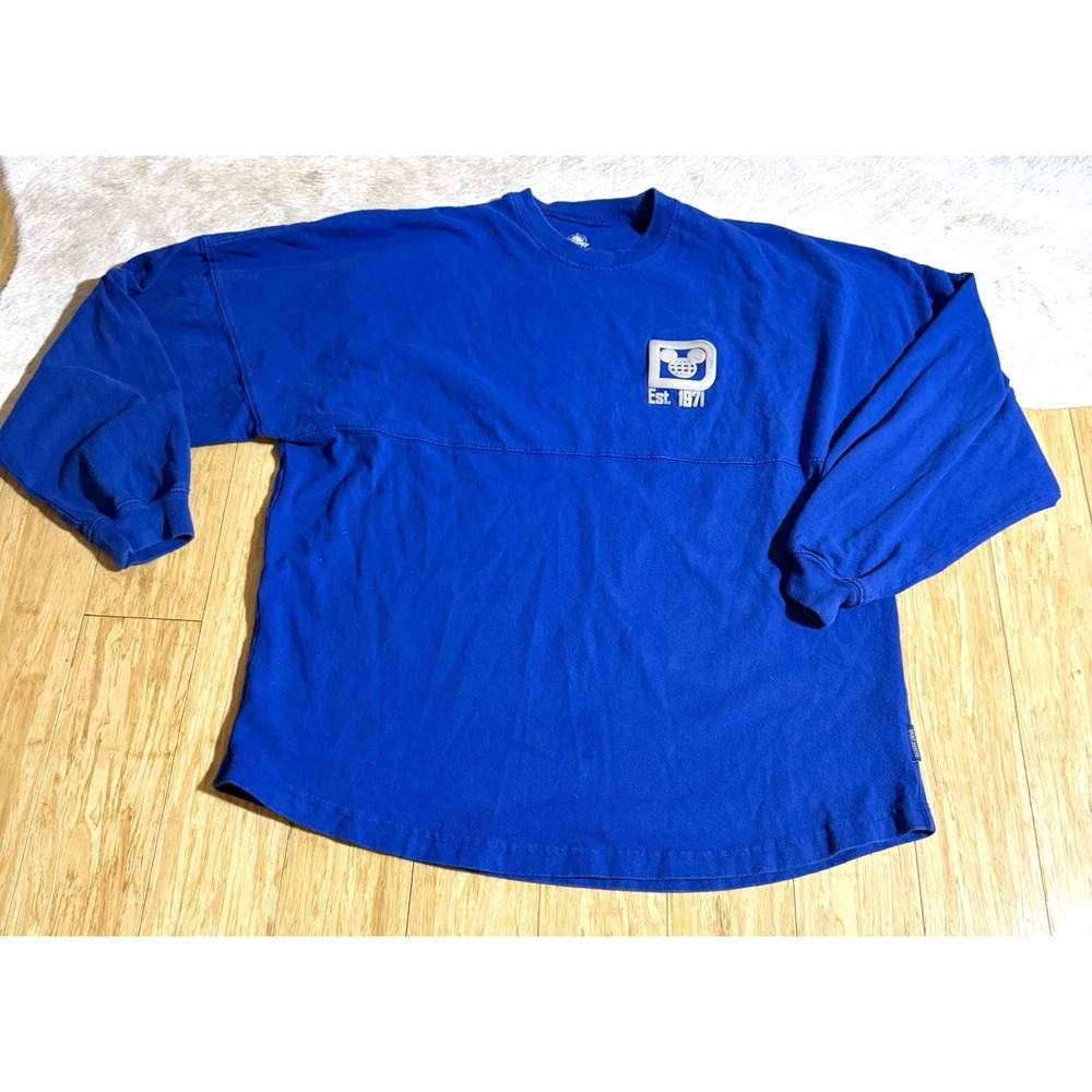 Walt Disney World Spirit Jersey‎ Shirt Unisex Medium Blue Silver Logo Oversized